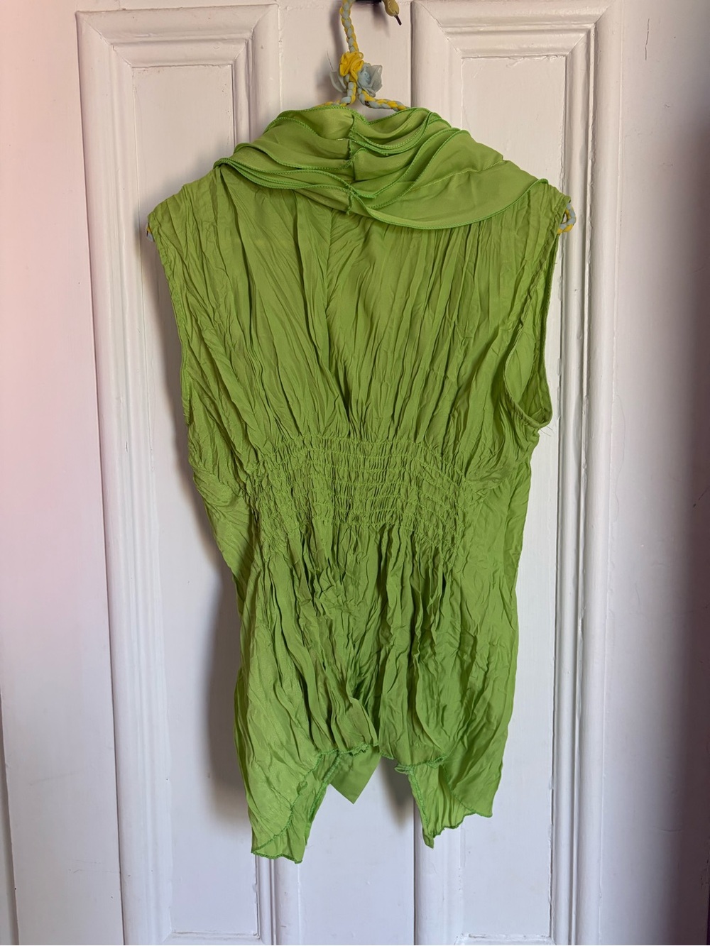 Y2K Sleeveless Ruffle Cascade Top in Green - Picture 6 of 9
